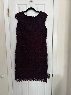 Ralph Lauren Sleeveless Floral Lace Midi Dress - Burgundy